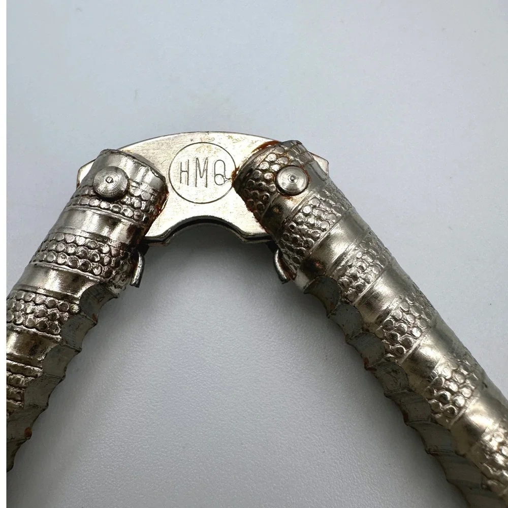 HMQ Metal Hand-Held Nut Cracker‎ 5in Silver Tone Set of 2 Vintage 1940's & 50's